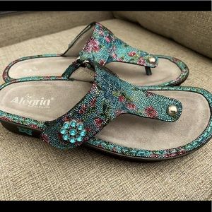 Algeria PG Lite Carina-851 Turquoise Leather Sandals. Women’s. EU 41 US 10-10.5